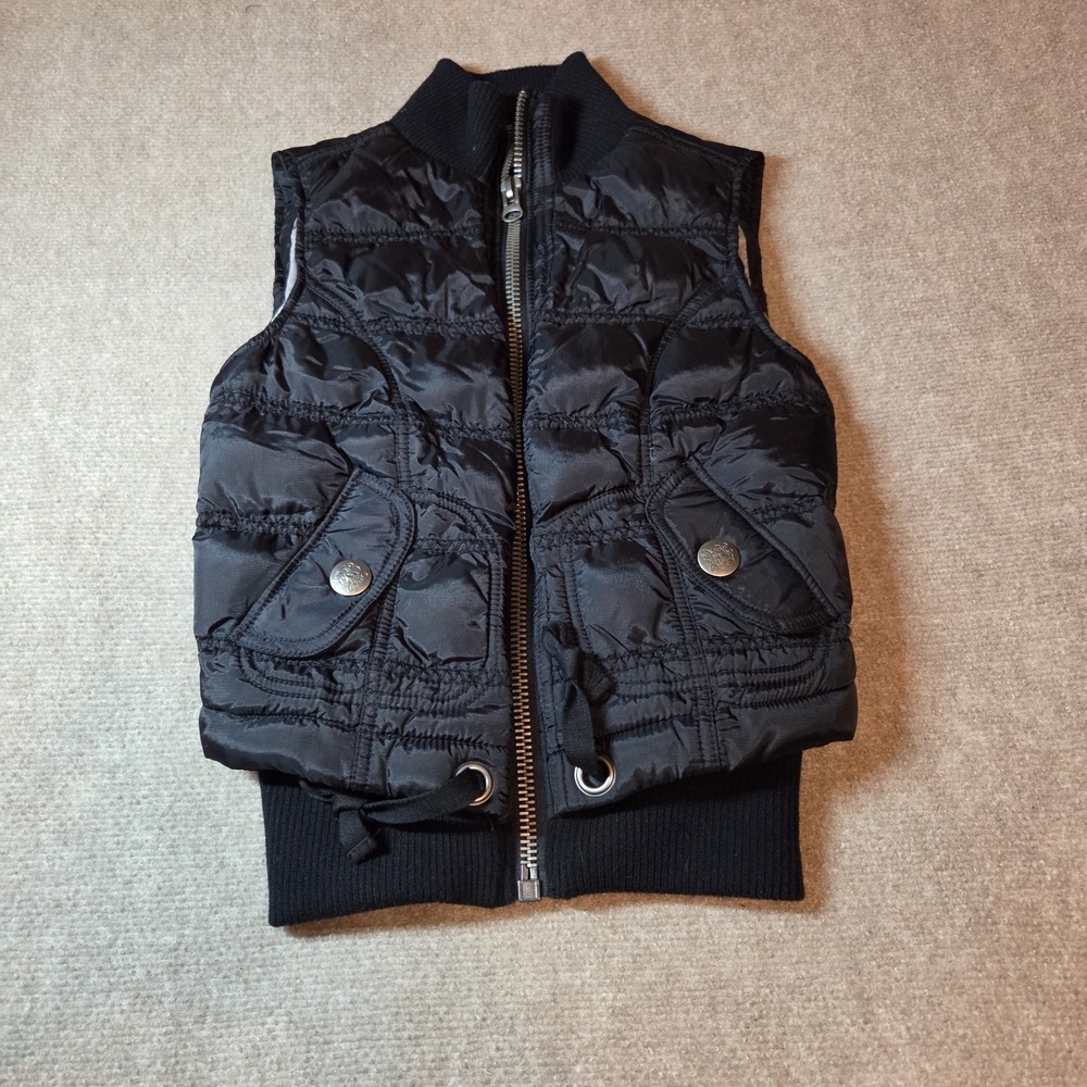 BB Dakota Womens Black Quilted Puffer Vest Hot Topic Mock Neck Small gorpcore